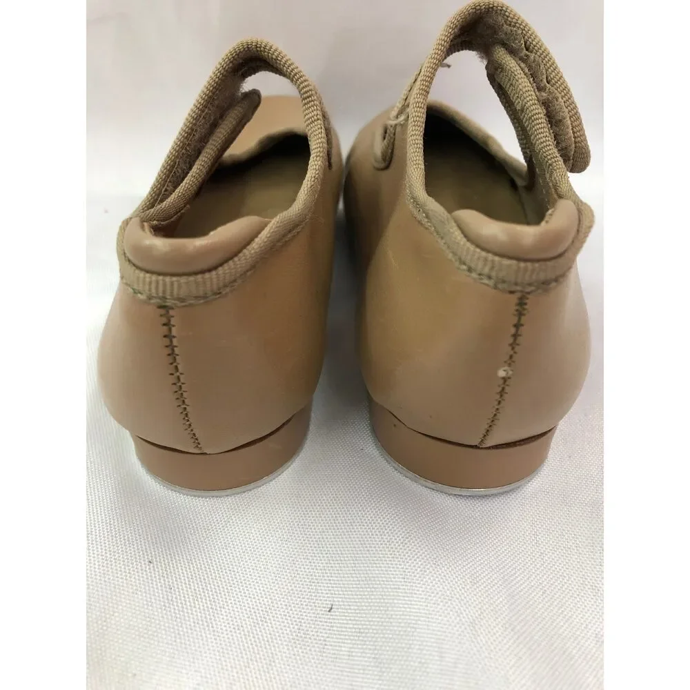 Pre-Owned Dance Tap Shoes Danshuz 534 Child 8.5M Tan Mary Jane Leather No Buckle